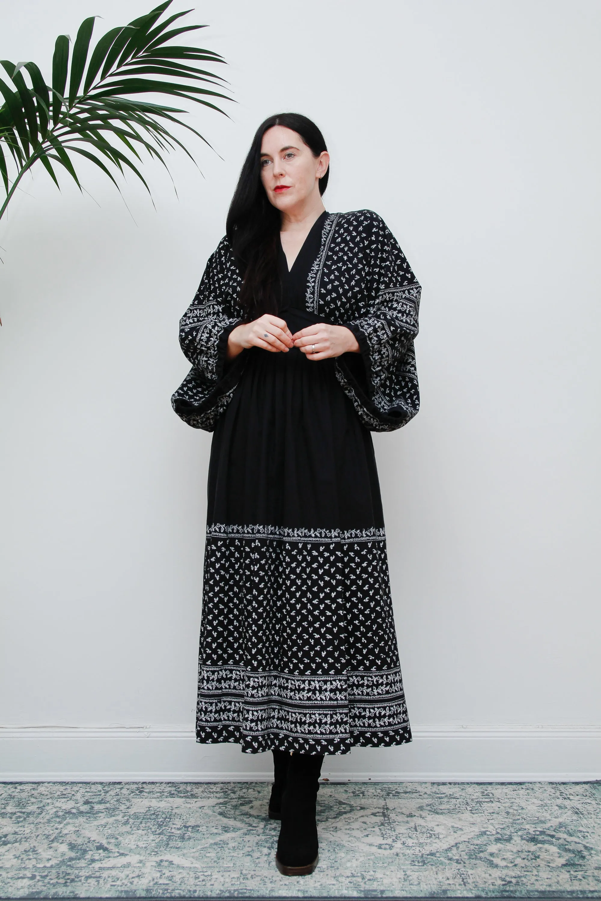 1970's London Mob Cotton Floral Folklore Dress Rare
