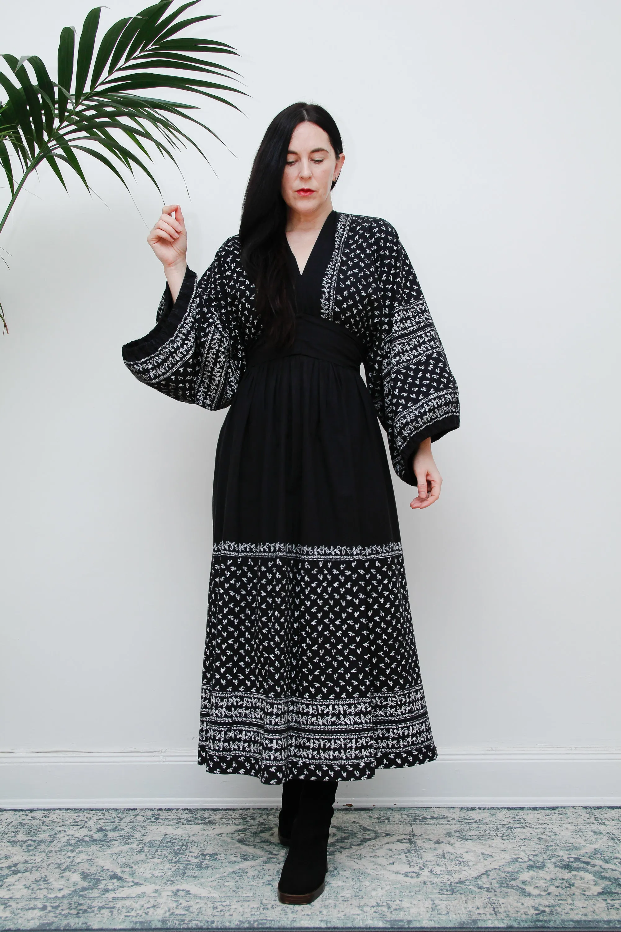 1970's London Mob Cotton Floral Folklore Dress Rare