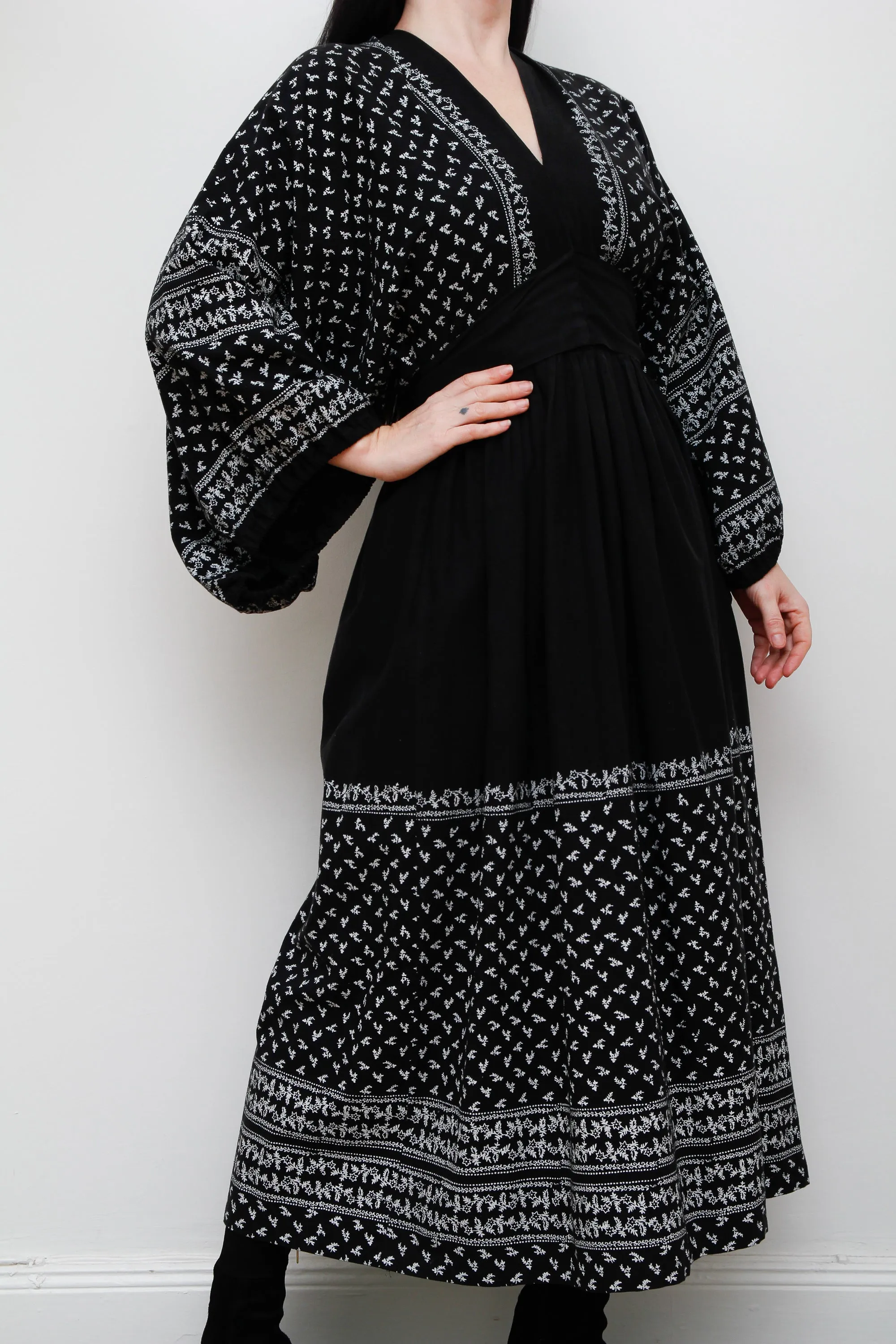 1970's London Mob Cotton Floral Folklore Dress Rare