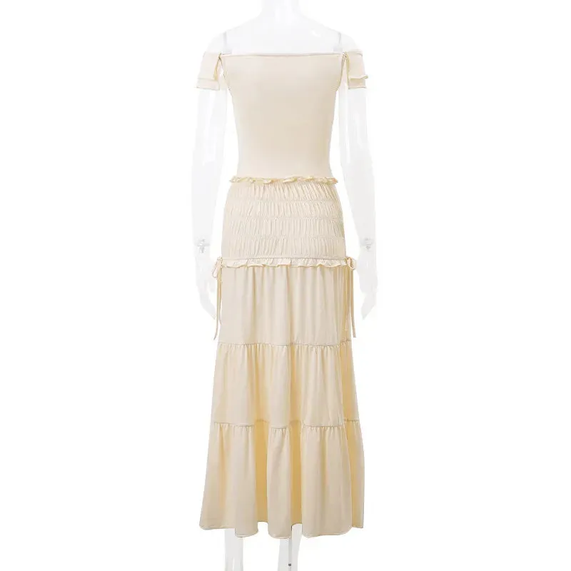 2 Piece Set Women Vacation Ruffle Beach Holiday Outfits