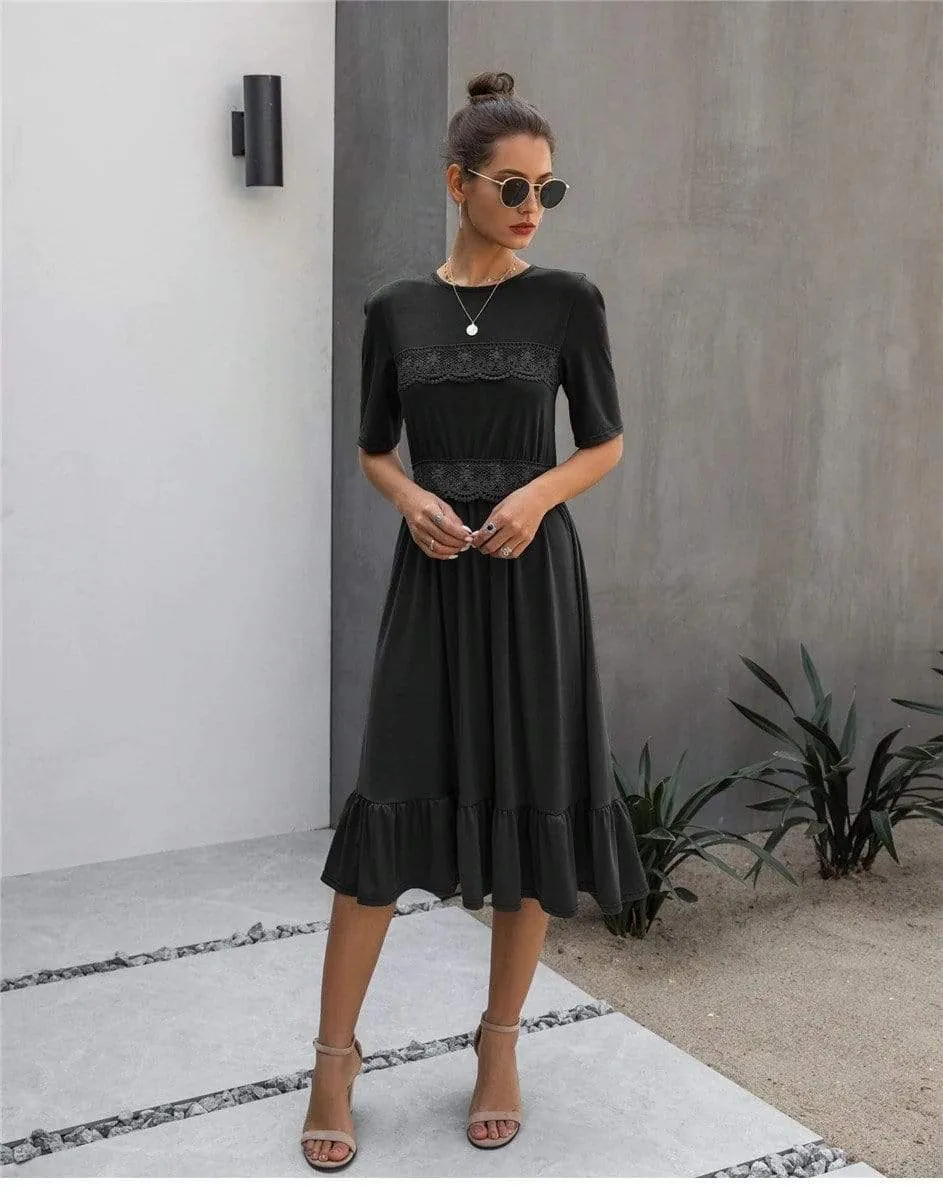 3 4 Sleeve Boho Maxi Dress