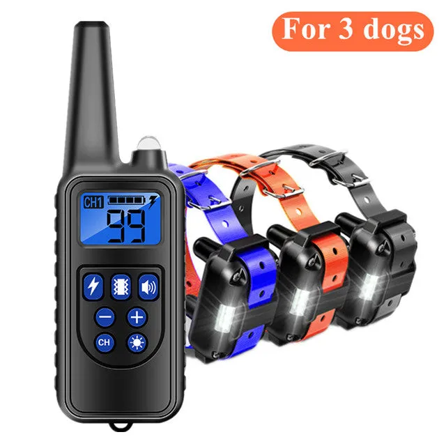 800m Dog Training Collar Dog Training Device IP7 Waterproof Pet Remote Control Rechargeable dog collar for 3 dogs at same time