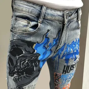 Abstract Art Graffiti Printed Skinny Jeans