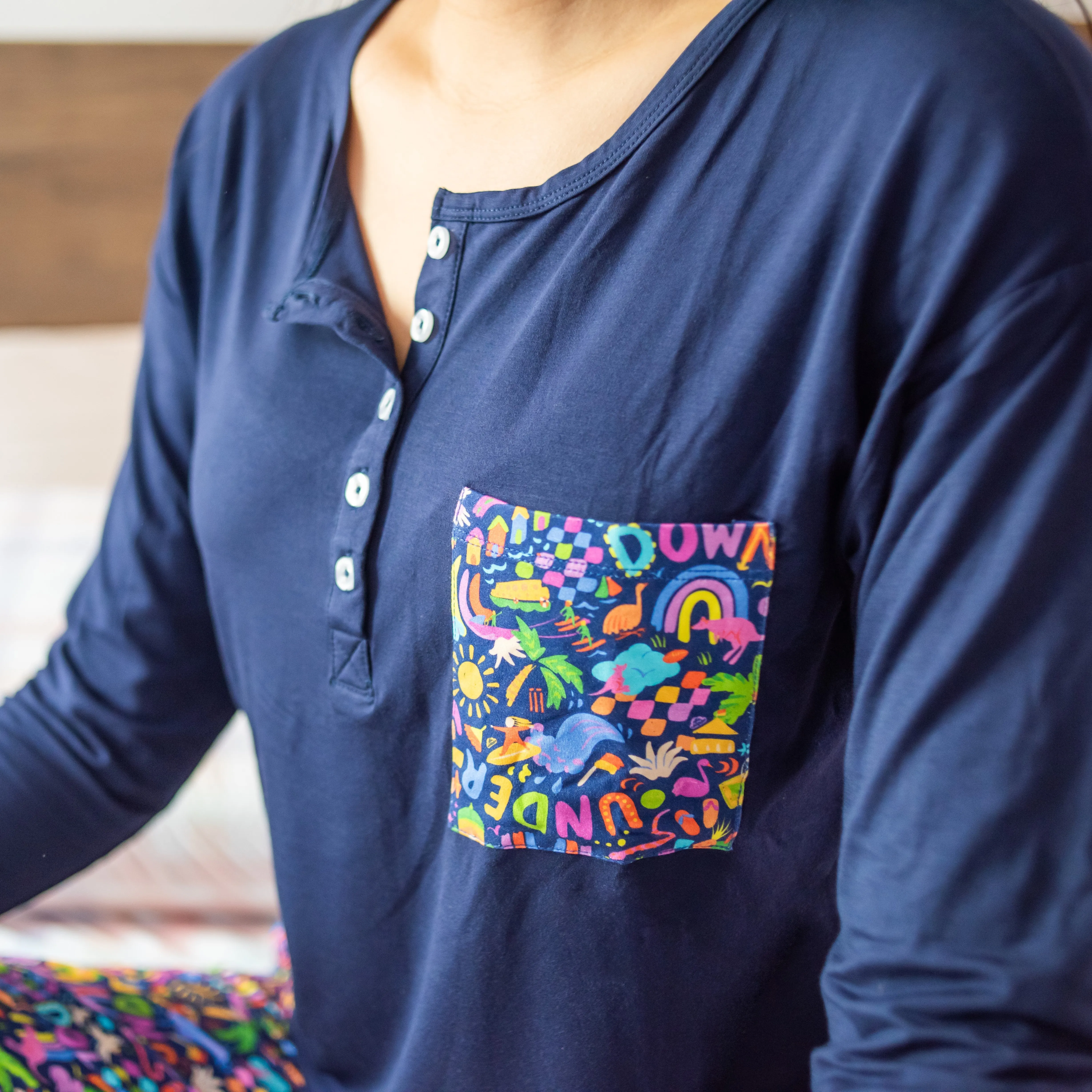 Adults Bamboo Pyjamas | Ellie Whittaker - Down Under (Navy)