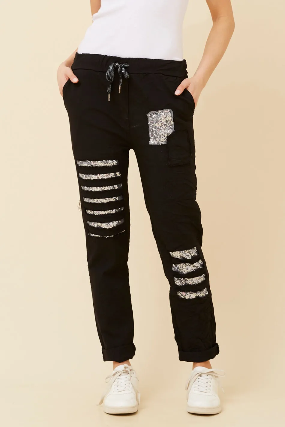 AIDA SEQUIN PATCH JOGGERS