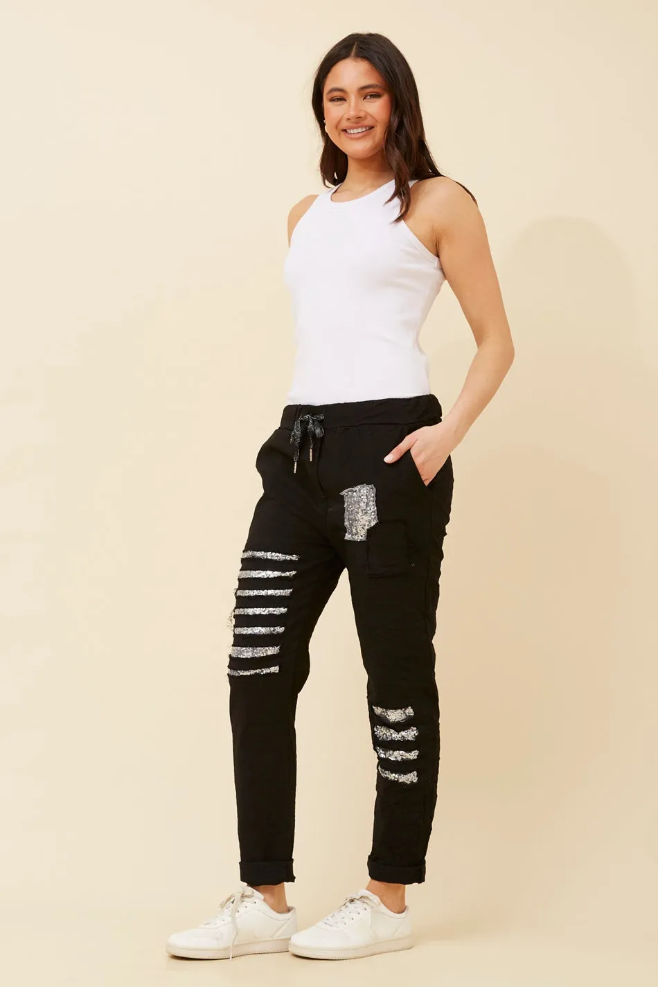AIDA SEQUIN PATCH JOGGERS