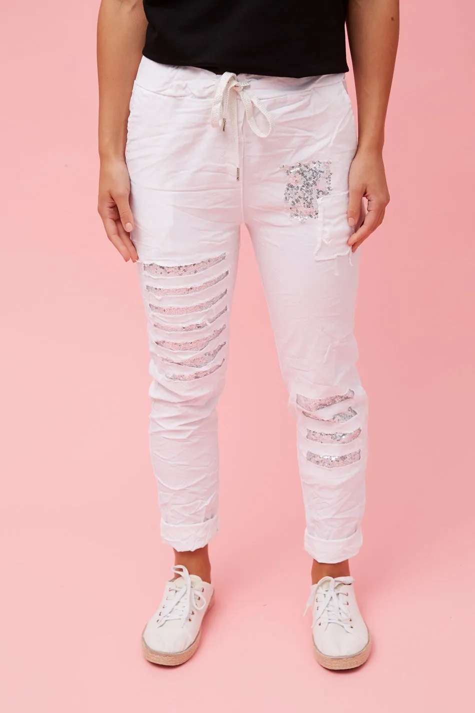 AIDA SEQUIN PATCH JOGGERS