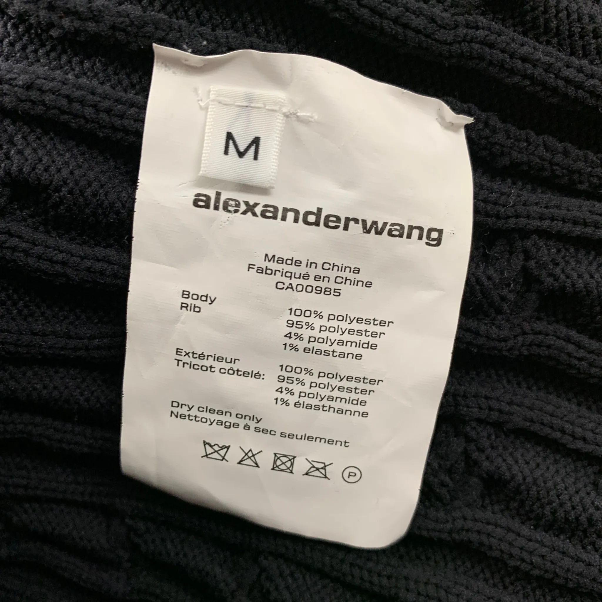 ALEXANDER WANG Size M Black Polyester Cable Knit Pencil Above Knee Skirt