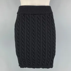 ALEXANDER WANG Size M Black Polyester Cable Knit Pencil Above Knee Skirt