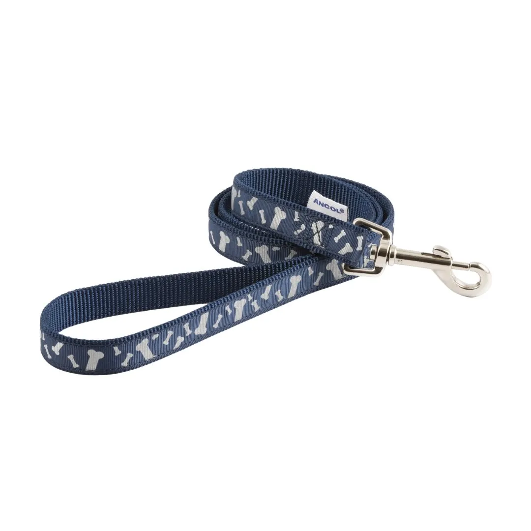 Ancol Paw and Bone Reflective Dog Lead and Collar Blue