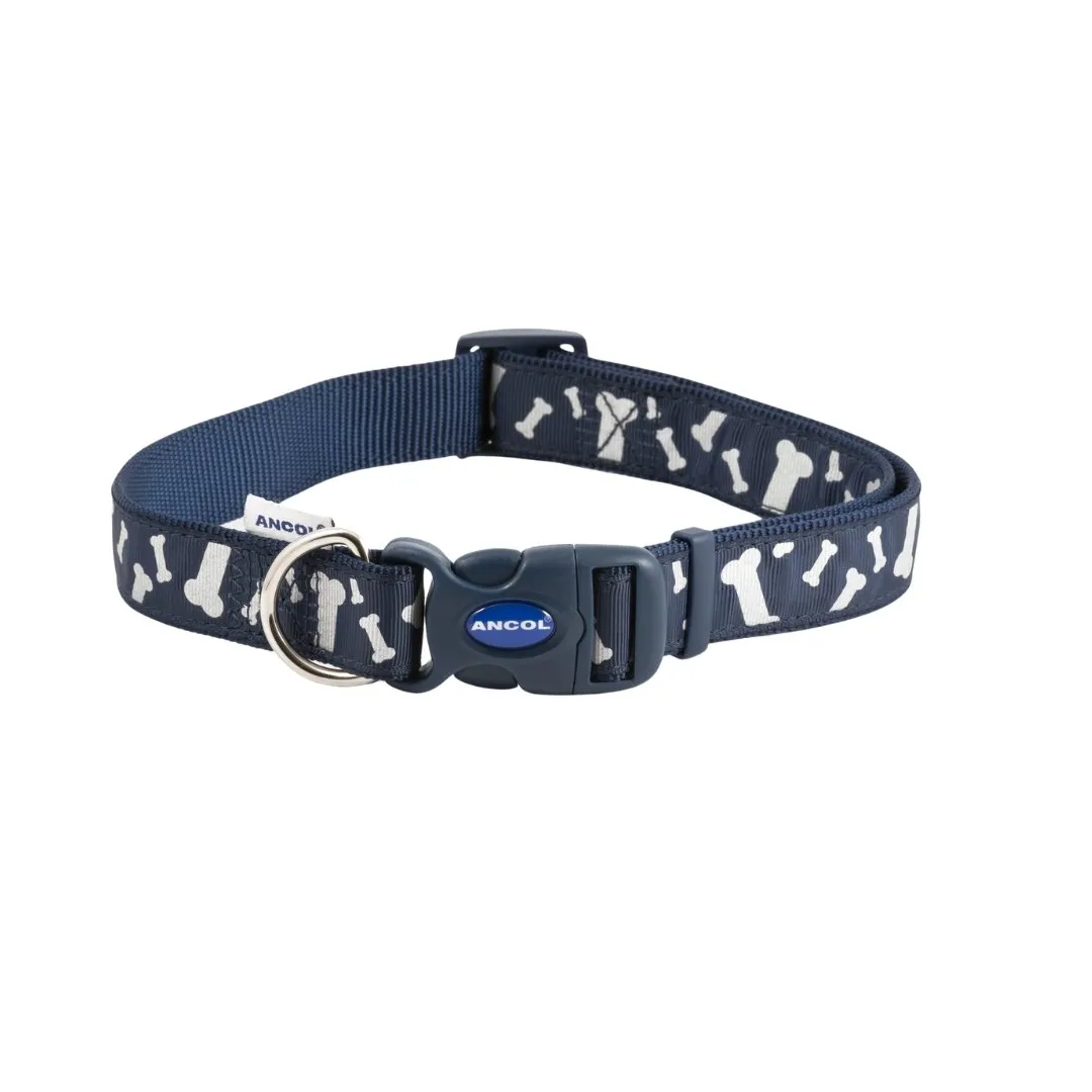 Ancol Paw and Bone Reflective Dog Lead and Collar Blue