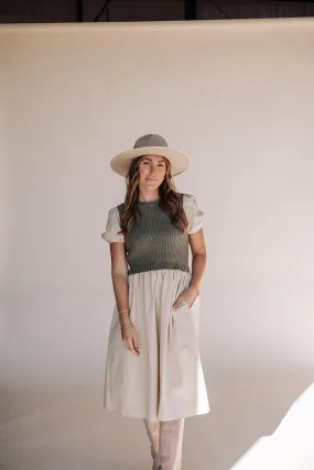 Annie Sweater Top Dress in Olive