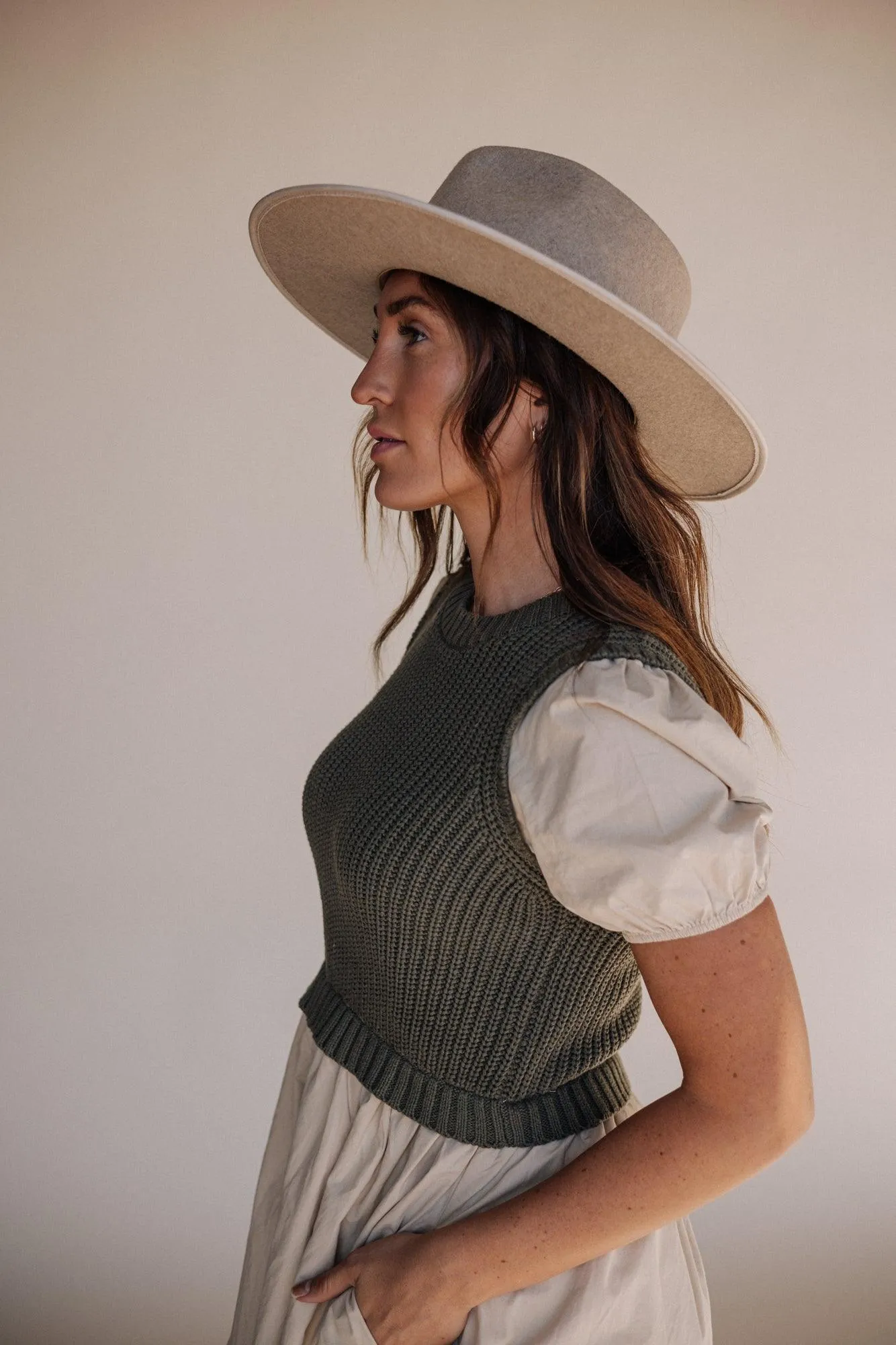 Annie Sweater Top Dress in Olive