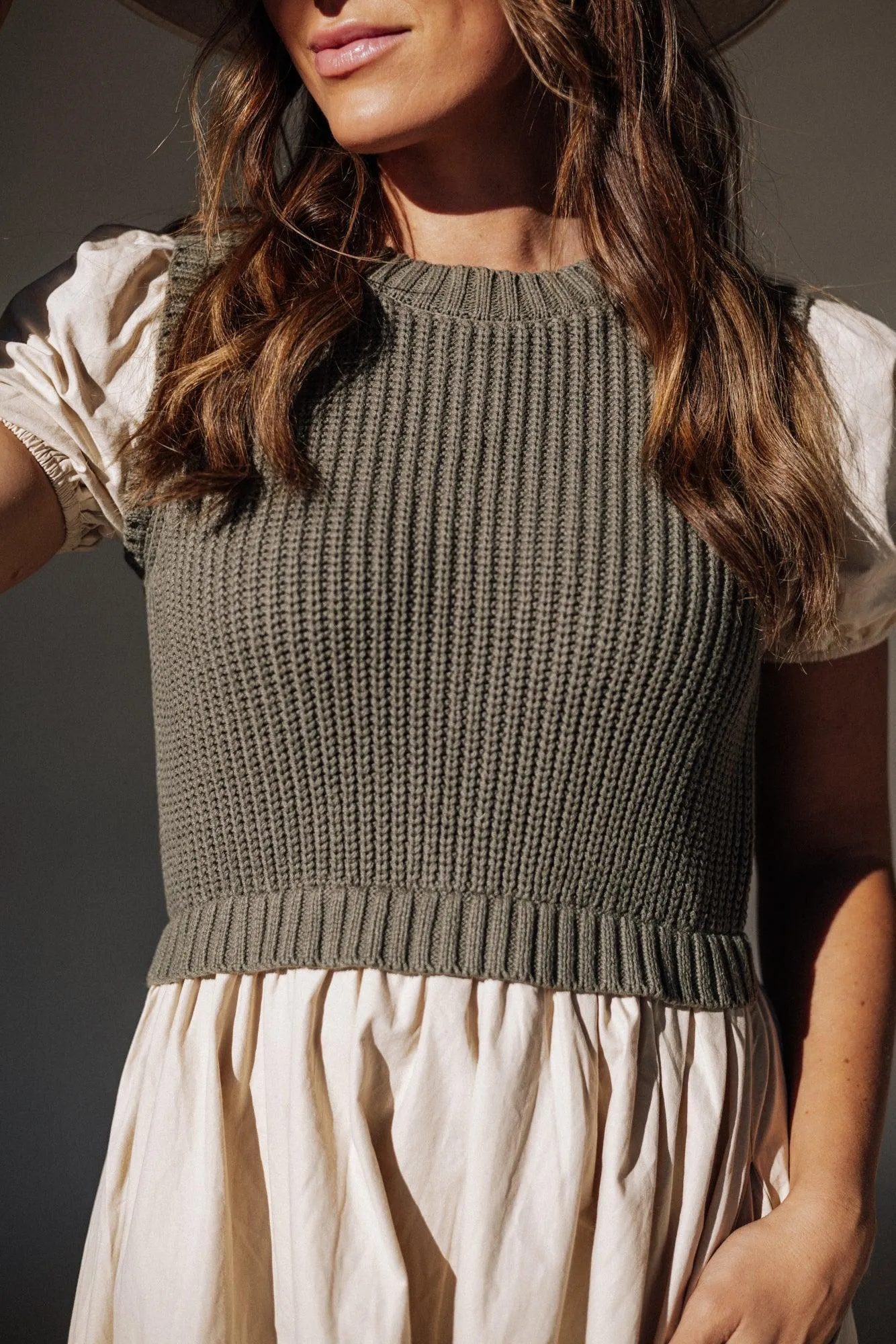 Annie Sweater Top Dress in Olive