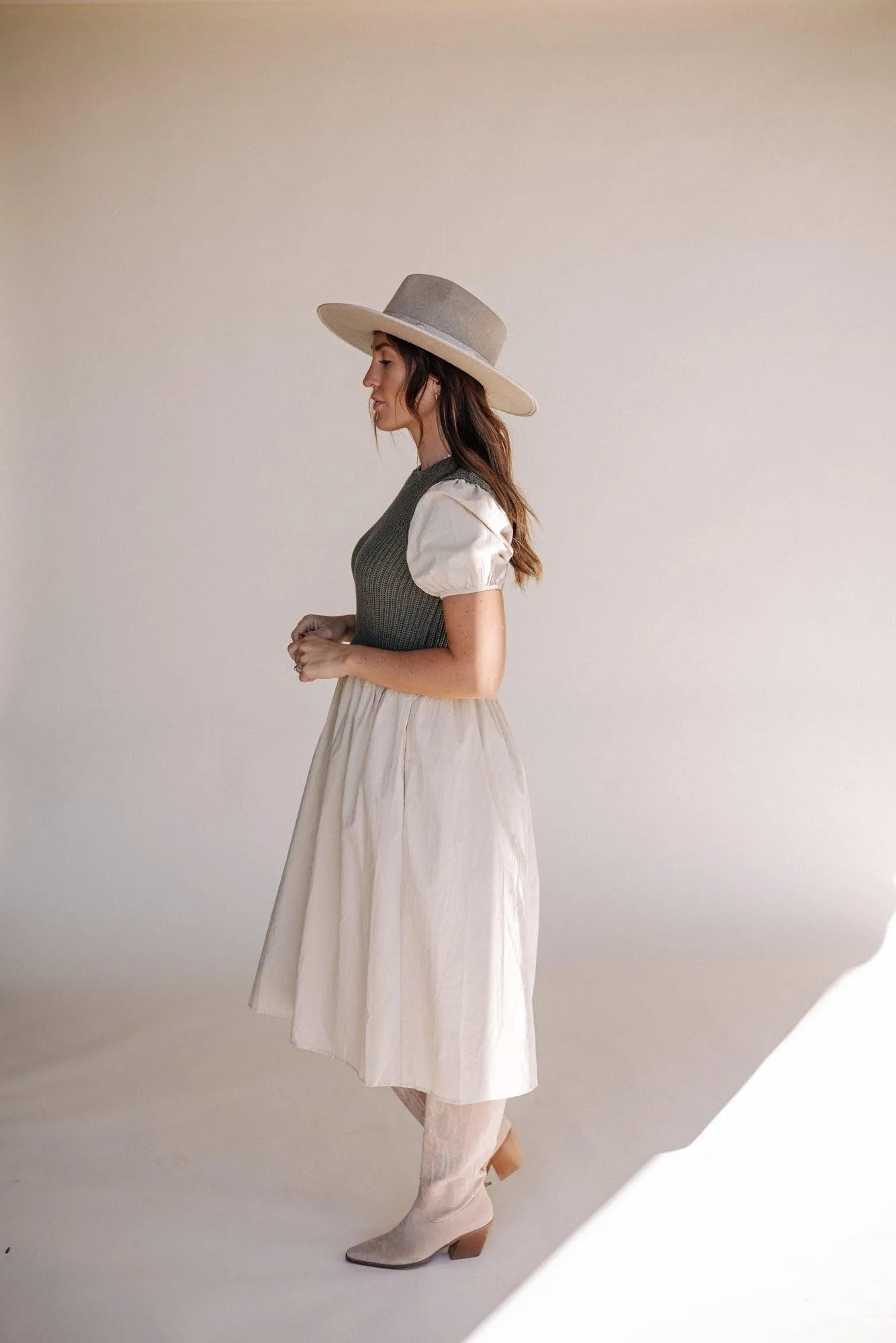 Annie Sweater Top Dress in Olive
