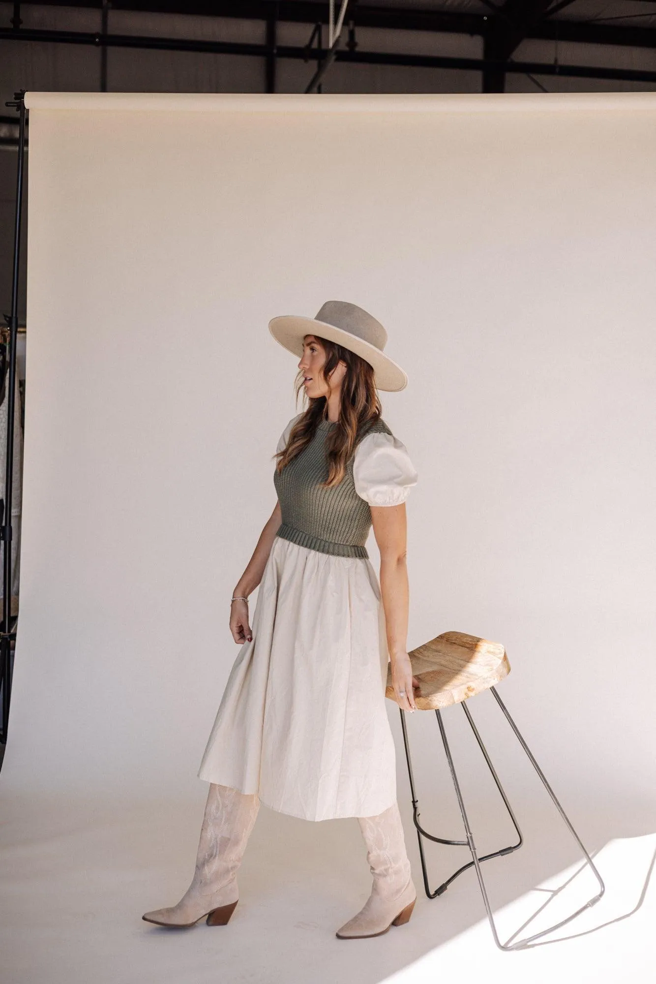 Annie Sweater Top Dress in Olive