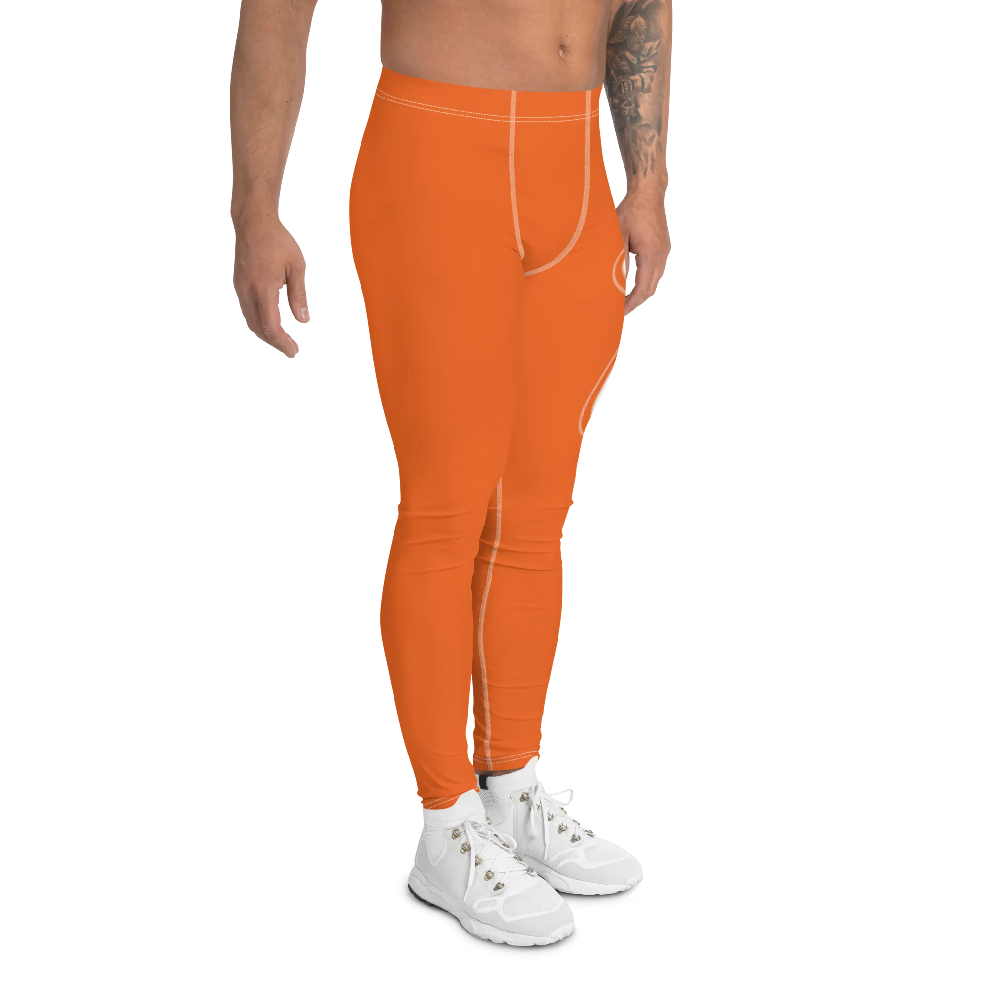 Athletic Apparatus Orange White logo White Stitch V2 Men's Leggings