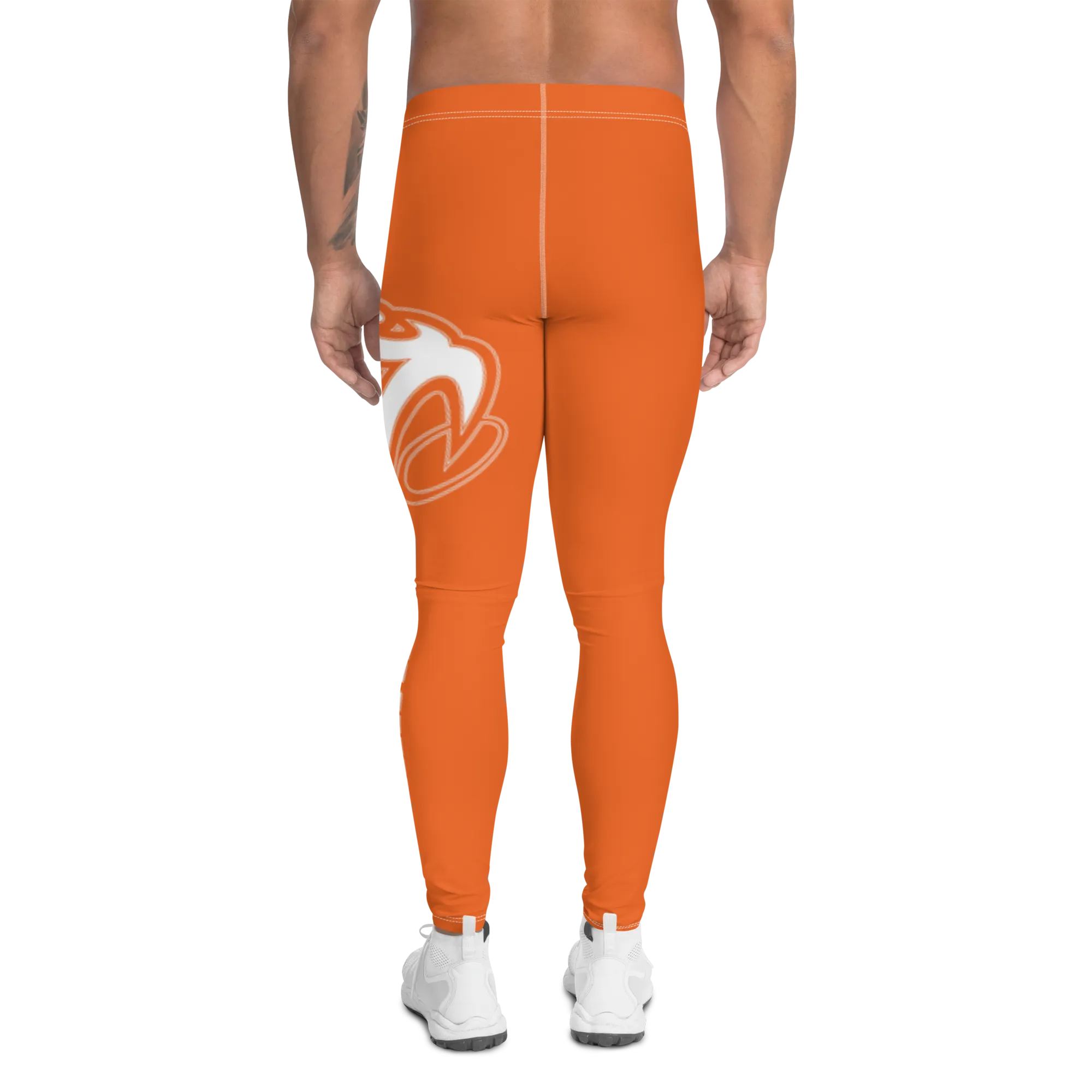 Athletic Apparatus Orange White logo White Stitch V2 Men's Leggings
