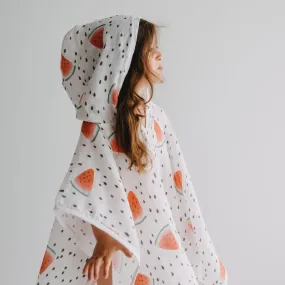 Baby Kids Beach Bath Towel Muslin Hooded Poncho - Watermelon