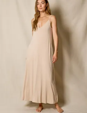 Bamboo Maxi Sleep Dress - Almond