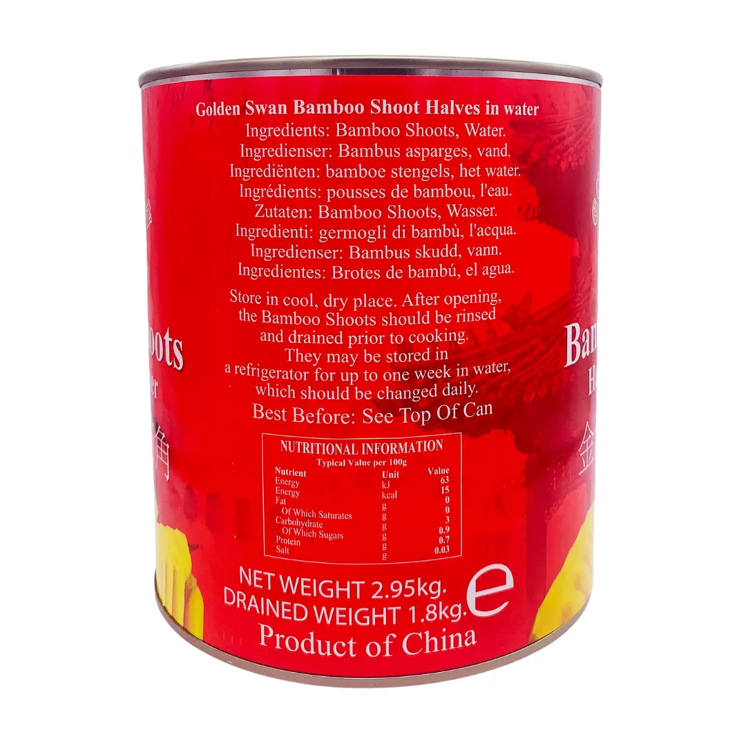 Bamboo Shoot Halves in Water 2950g can by Golden Swan