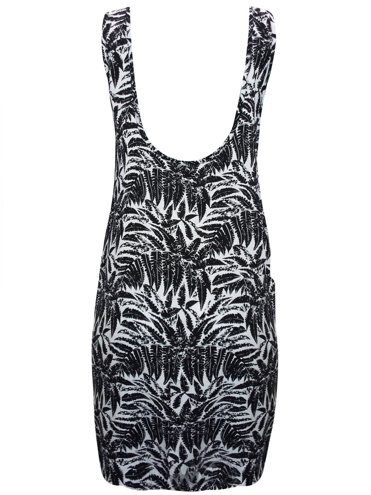 Black & White Multi Scoop Back Palm Print Dress
