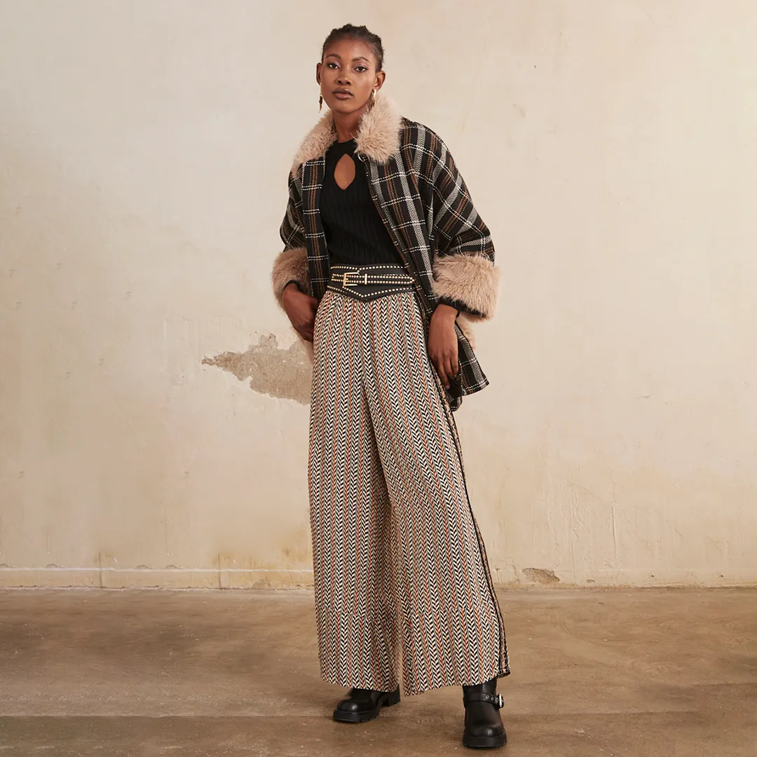Black 'Lea' Checkered Cape by NKN Nekane