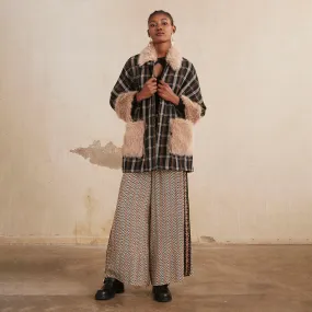 Black 'Lea' Checkered Cape by NKN Nekane