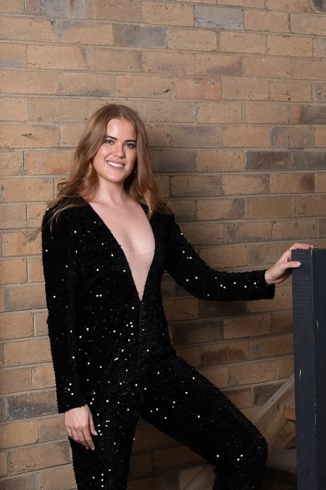 Black sequin jumpsuit | SHAILO JUMPSUIT