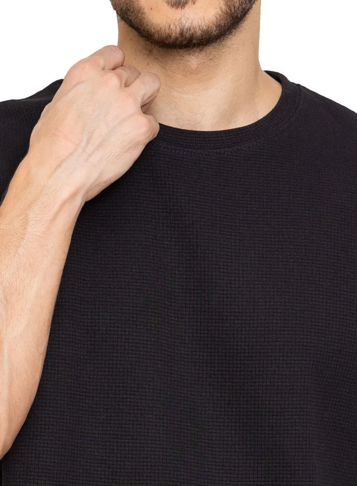Black Squares Over Size Round T-Shirt