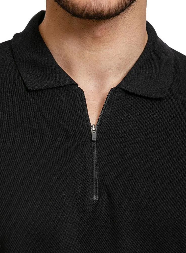 Black Zipper Polo