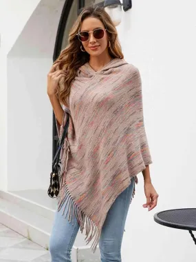 Boho Spirit Fringe Hem Hooded Poncho