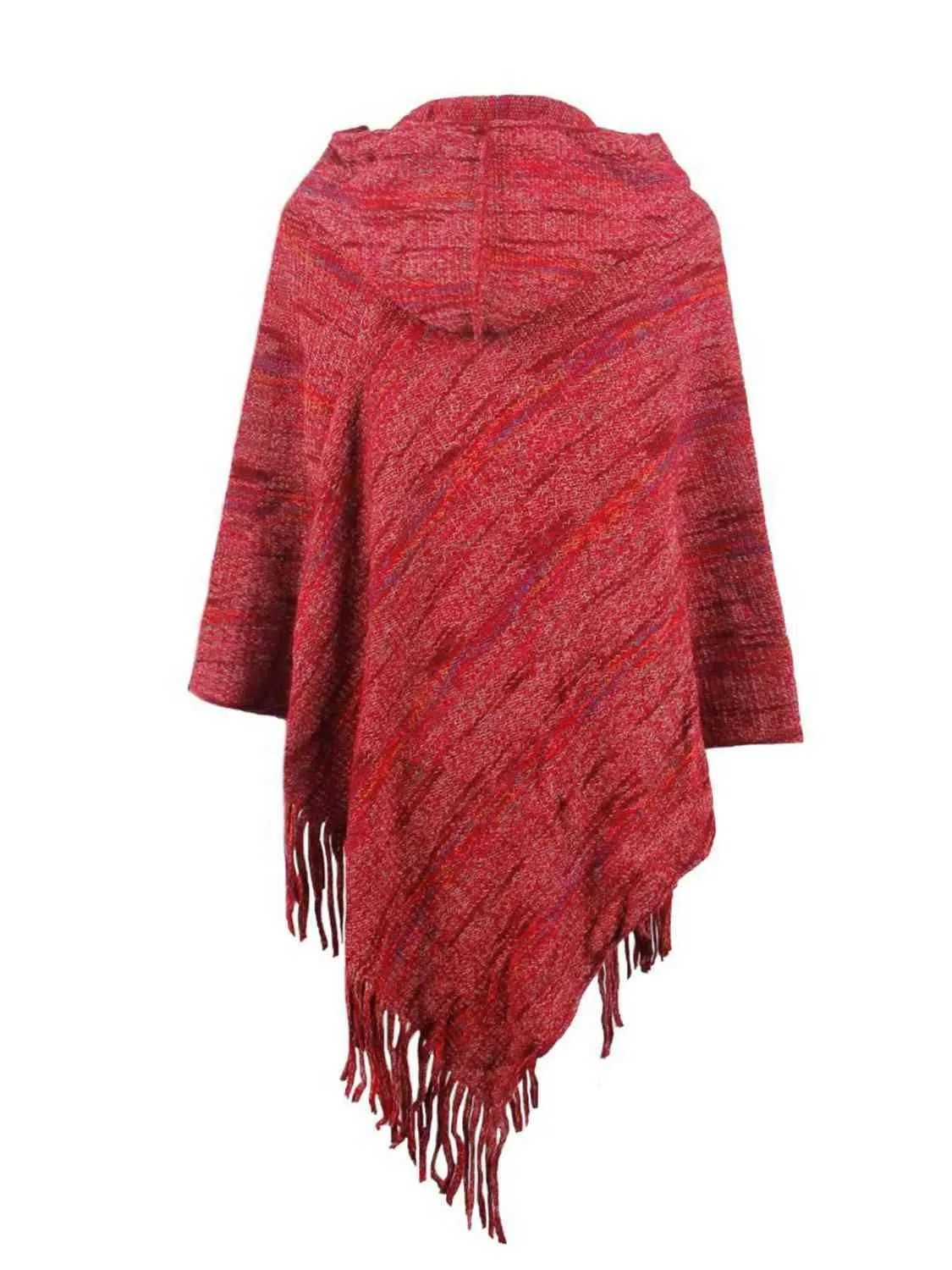 Boho Spirit Fringe Hem Hooded Poncho