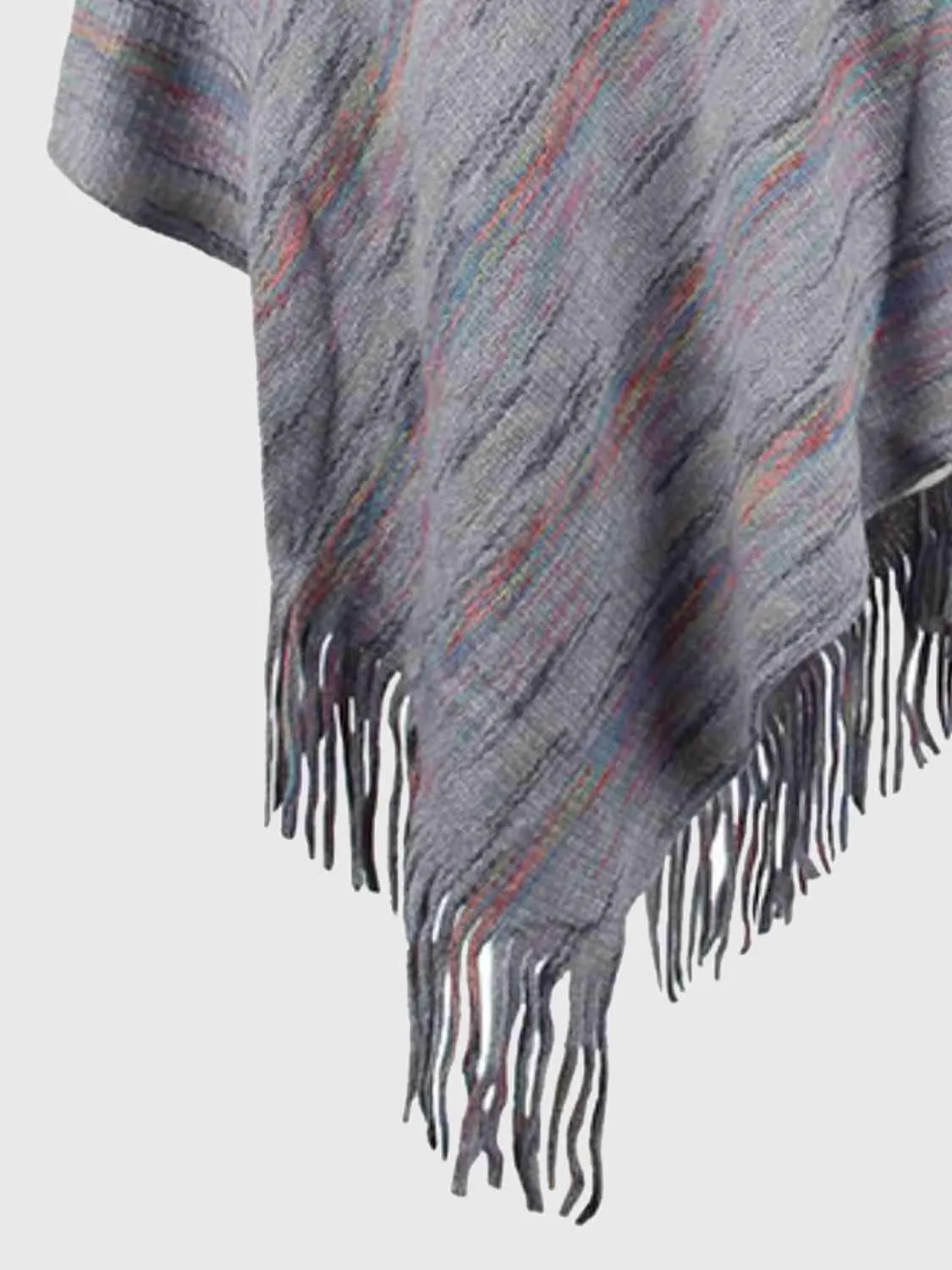 Boho Spirit Fringe Hem Hooded Poncho