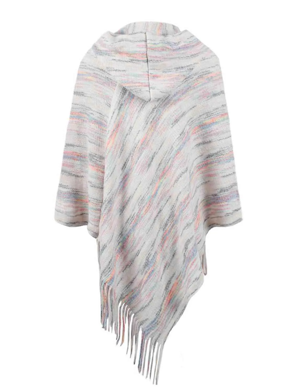 Boho Spirit Fringe Hem Hooded Poncho