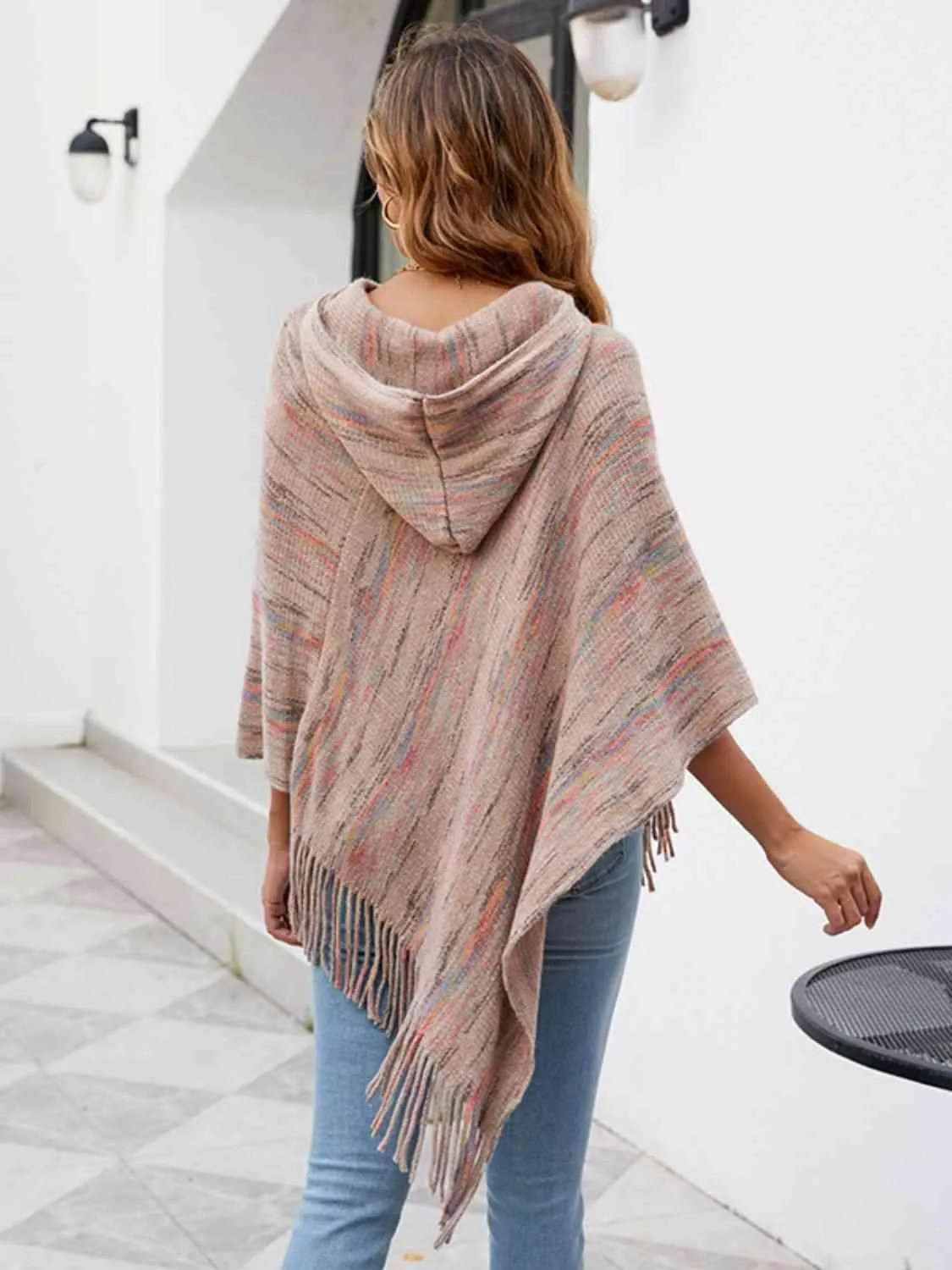 Boho Spirit Fringe Hem Hooded Poncho