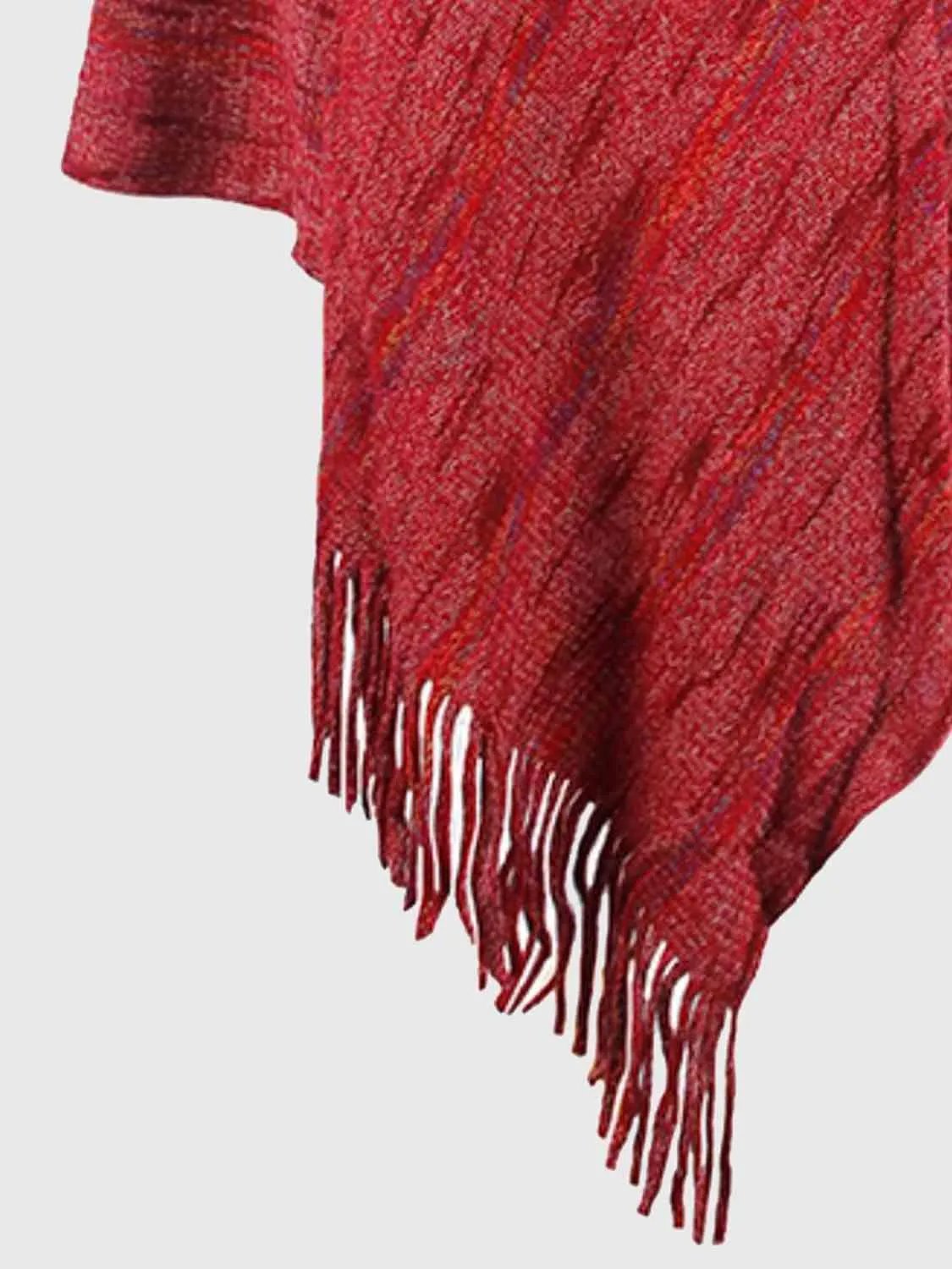 Boho Spirit Fringe Hem Hooded Poncho