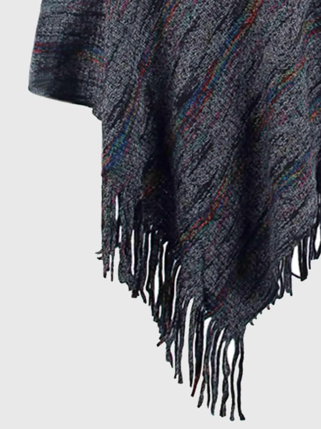 Boho Spirit Fringe Hem Hooded Poncho
