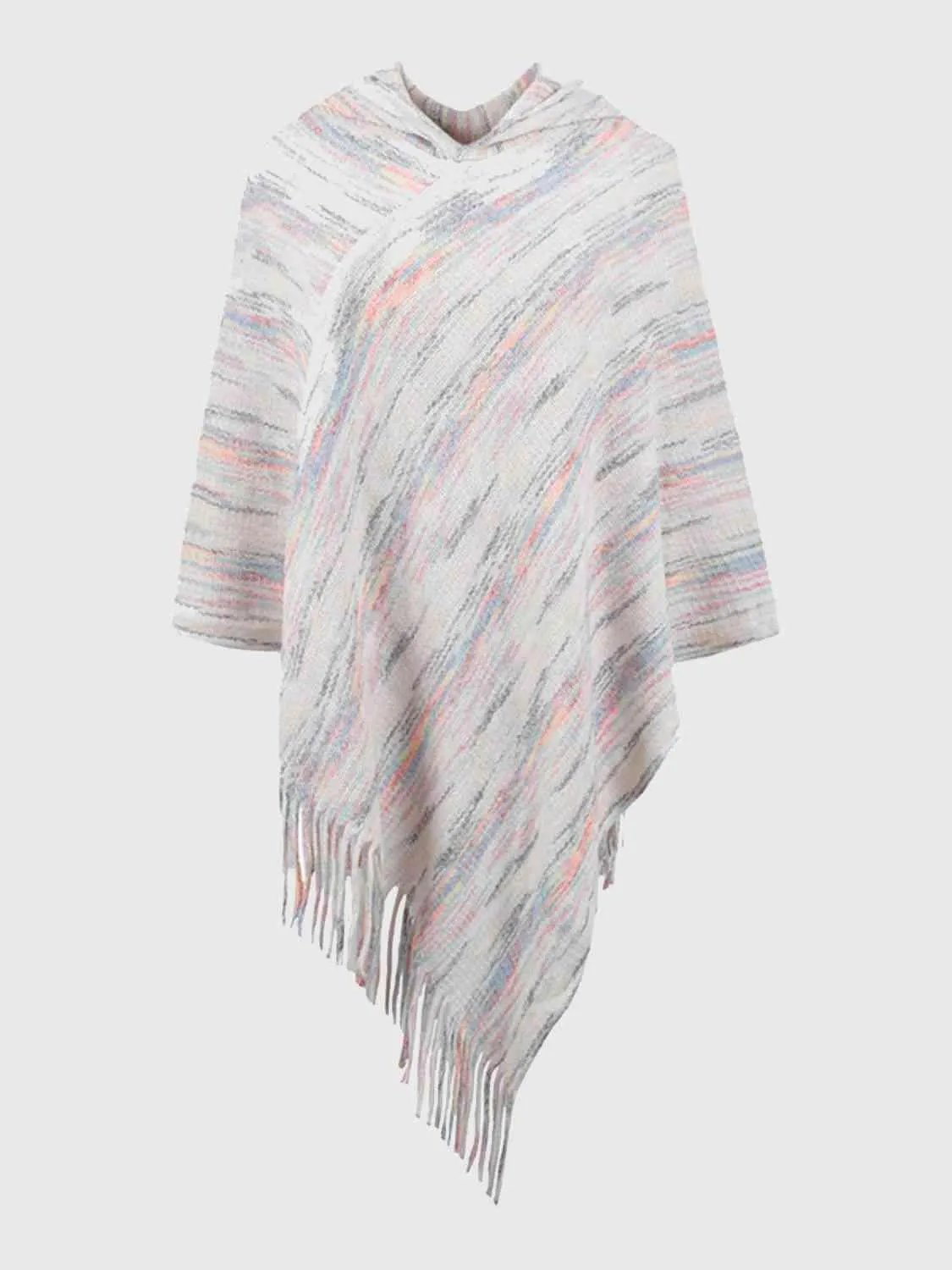 Boho Spirit Fringe Hem Hooded Poncho