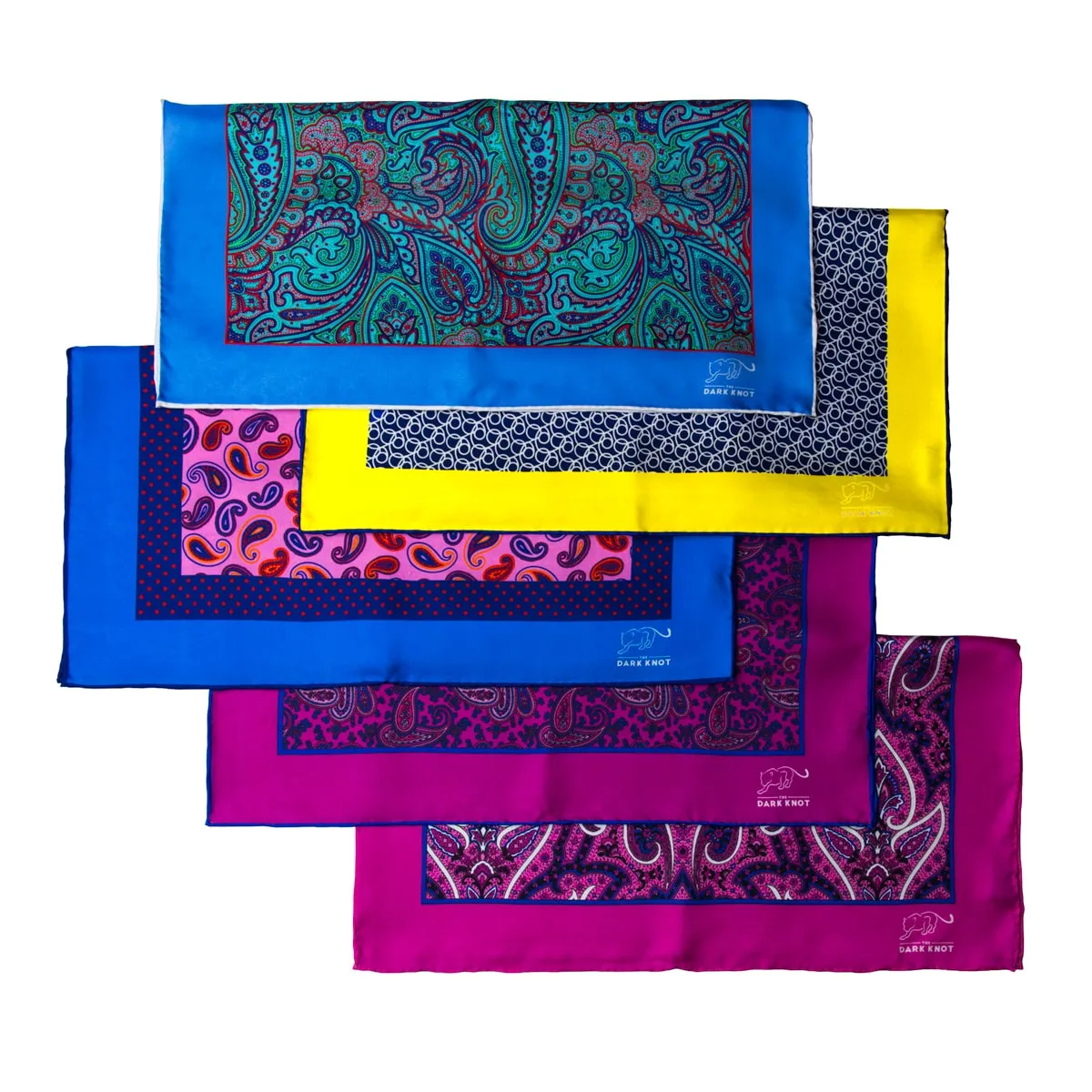 Bridgewater Abstract Silk Pocket Square, Blue / White / Yellow