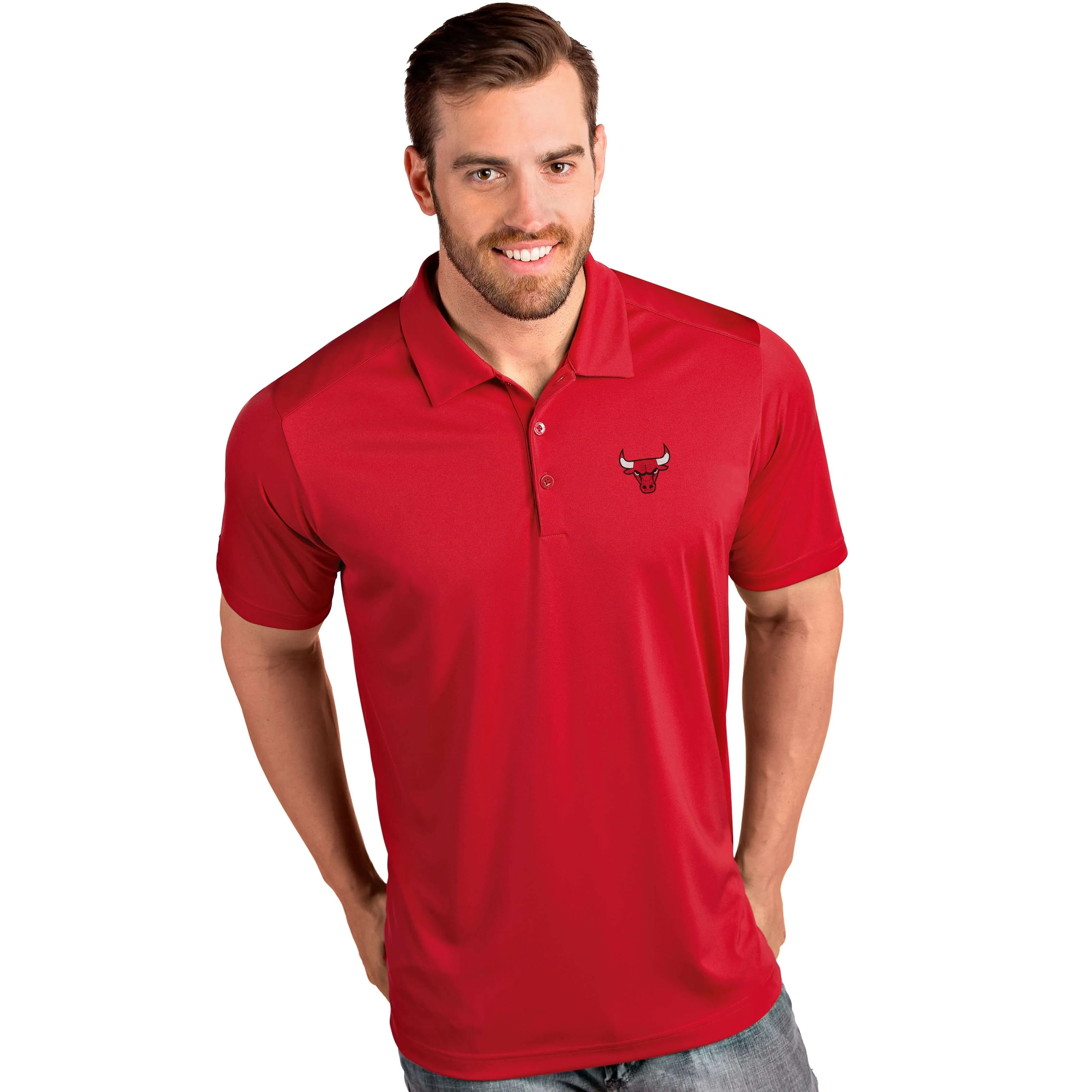 Chicago Bulls Antigua  Mens Dark Red Tribute Polo