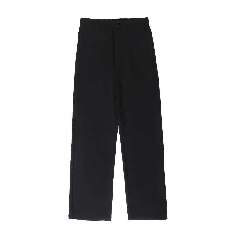 Chiffon Suit Pants Women Thin High Waist Drape Casual Wide Leg Loose Slim Look Straight Petite Floor Length Pants