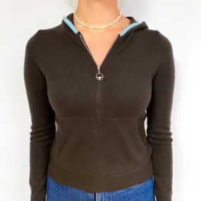 Chocolate Brown Cashmere Zip Up Hoodie Small