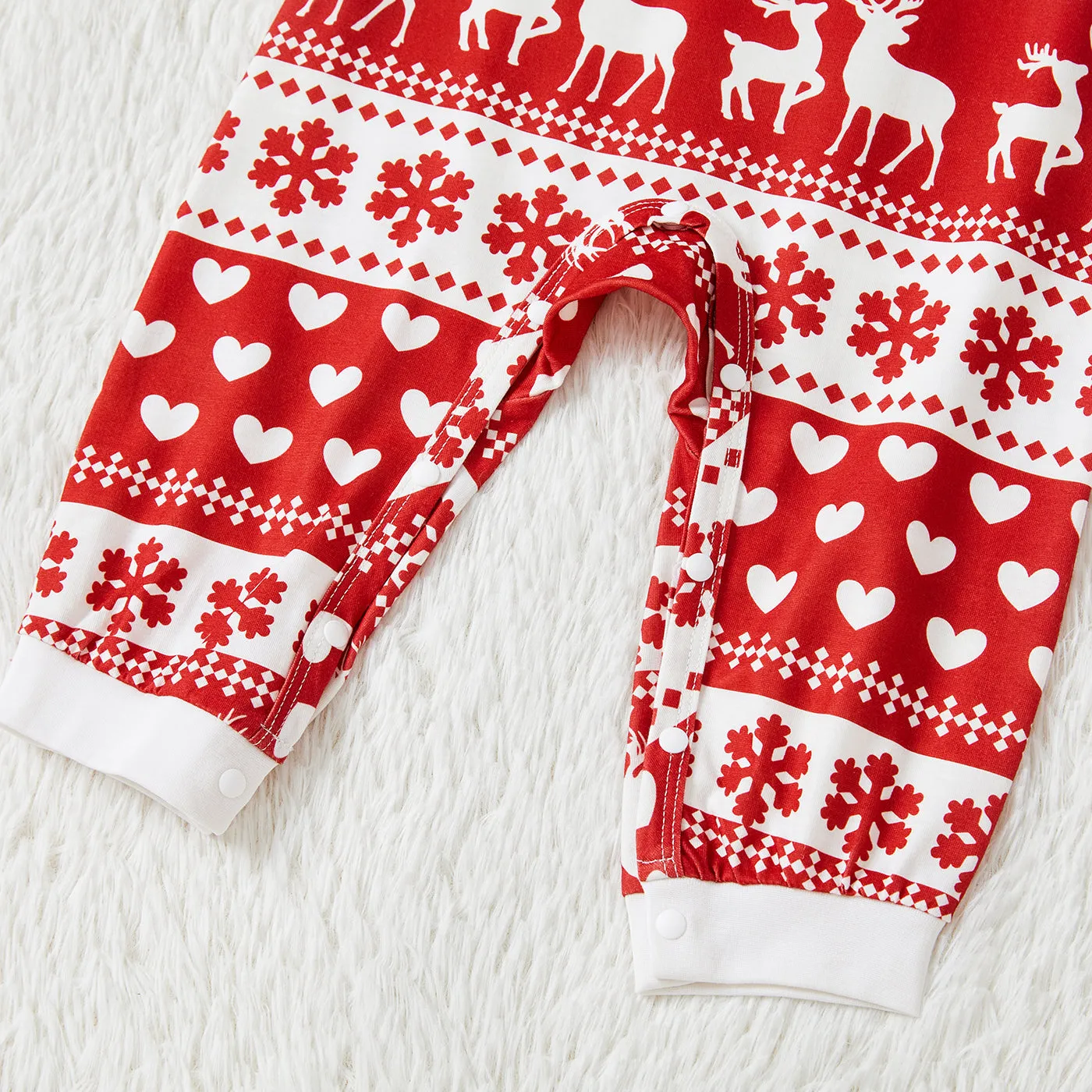 Christmas Family Matching Allover Red Print Long-sleeve Pajamas Sets (Flame Resistant)