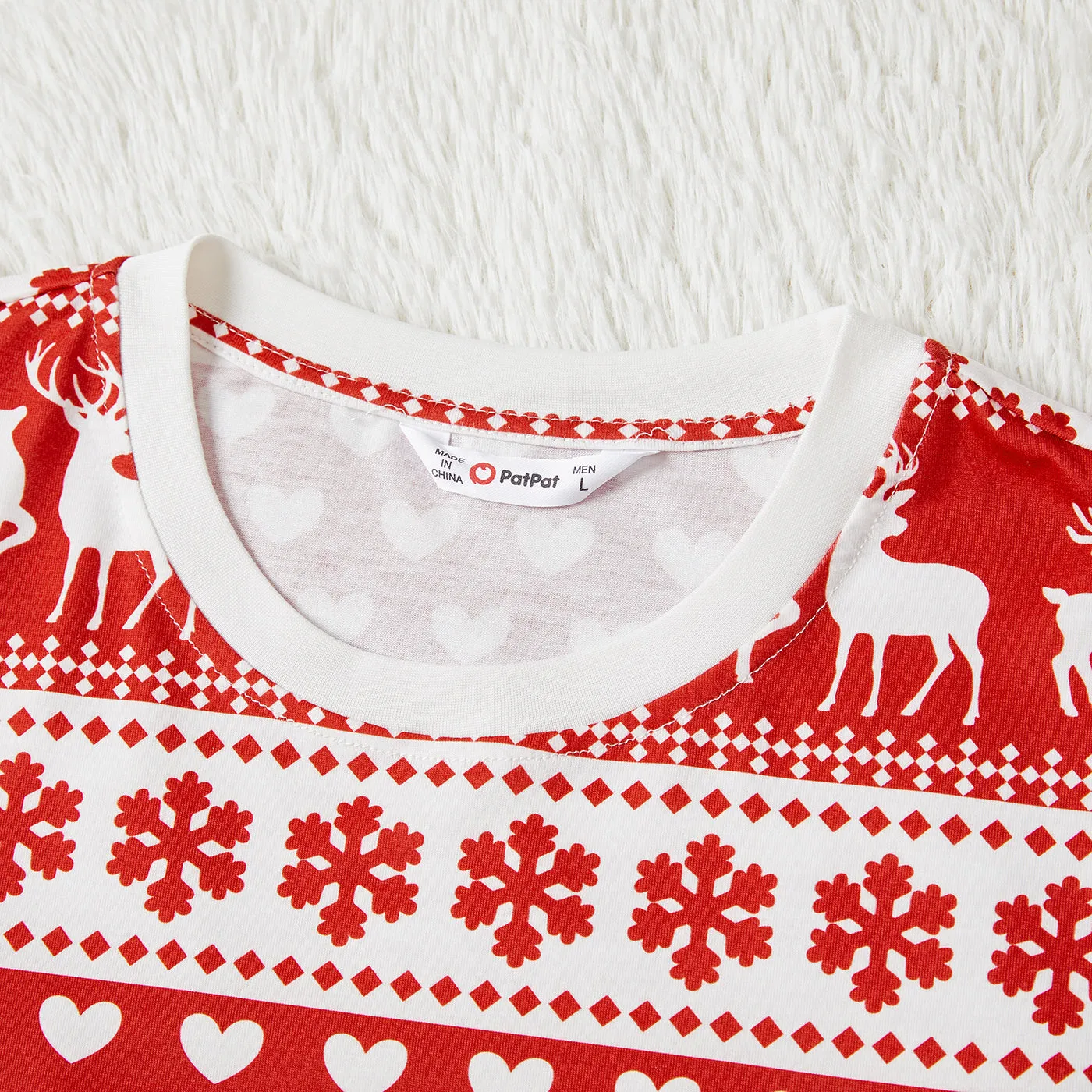 Christmas Family Matching Allover Red Print Long-sleeve Pajamas Sets (Flame Resistant)
