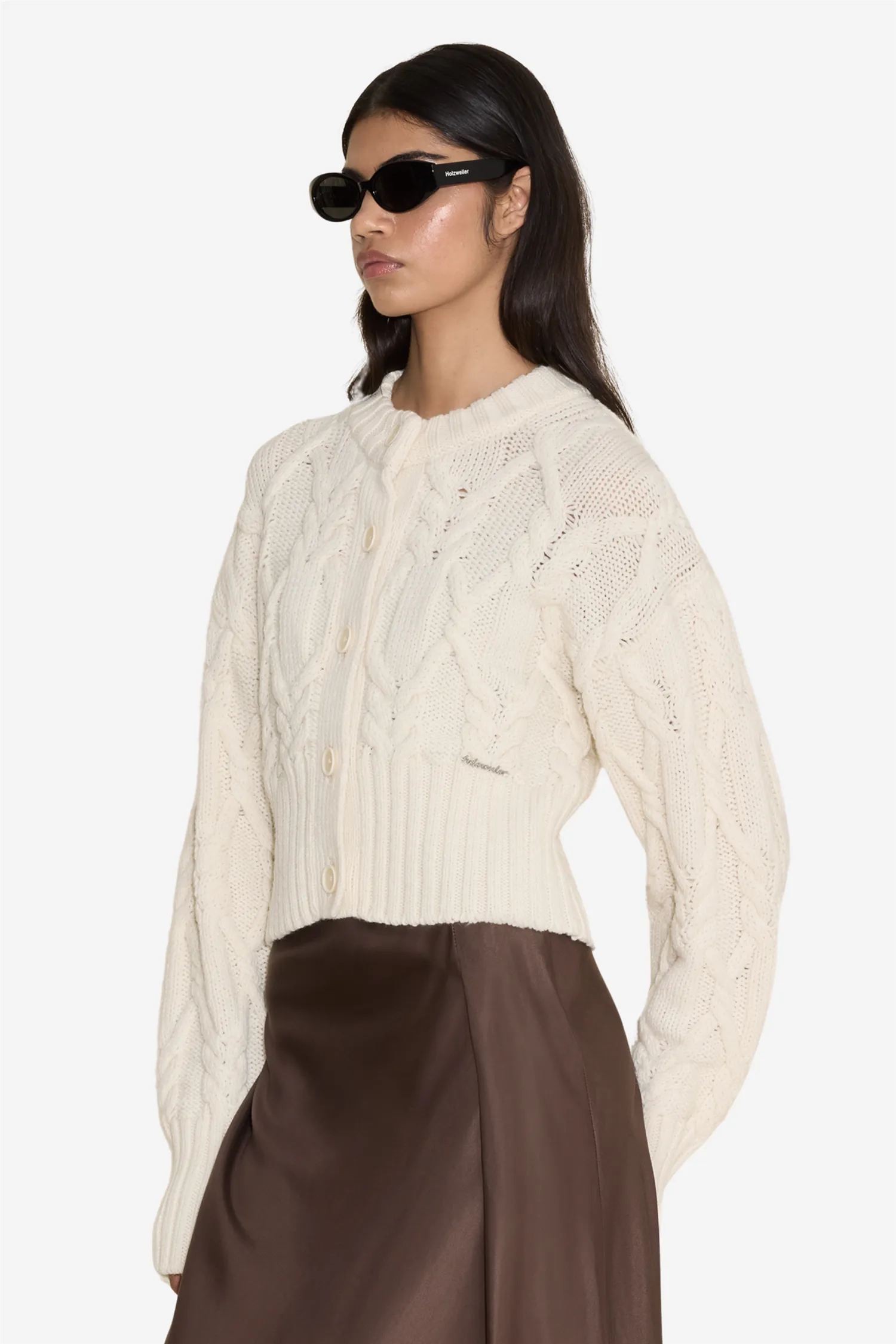 Chunky Cable Cardigan Ecru