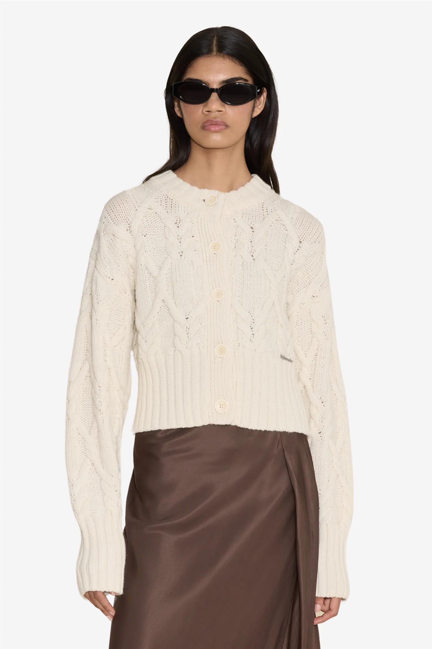 Chunky Cable Cardigan Ecru