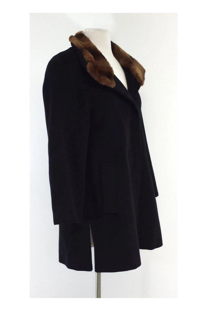 Cinzia Rocca - Black Wool & Fur Collar Coat Sz 0
