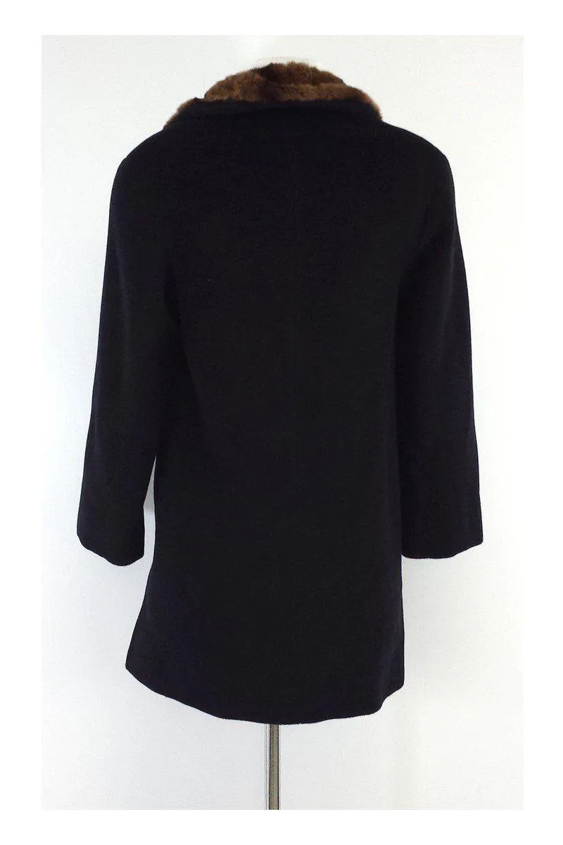 Cinzia Rocca - Black Wool & Fur Collar Coat Sz 0