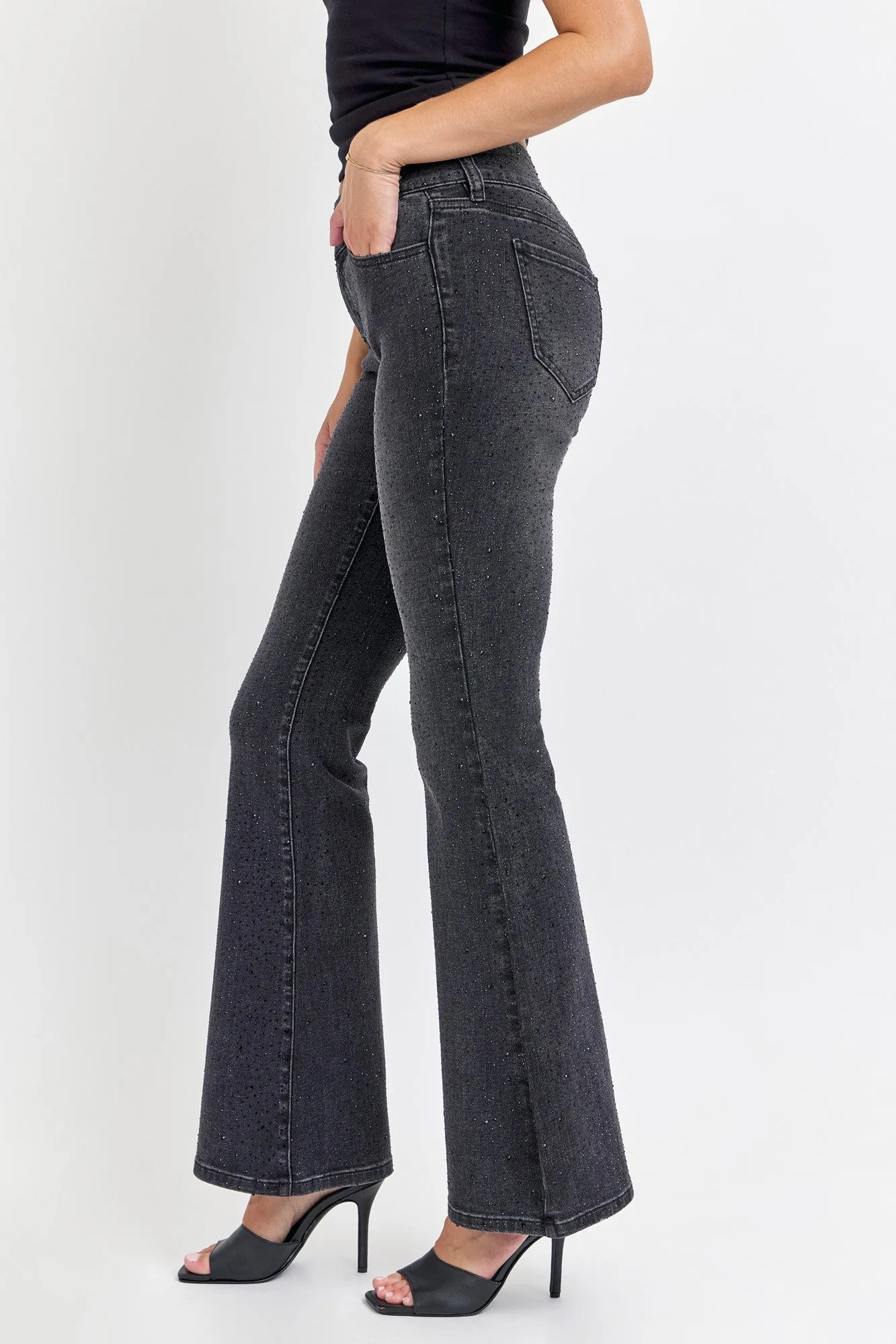 CITY LIGHTS RHINESTONE FLARE JEANS